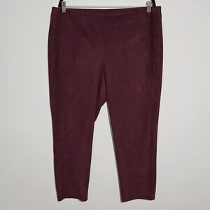 Chicos Womens Pants Sz 3 US 16‎ Faux Suede Stretch Pullon Ankle Cropped Red Wine